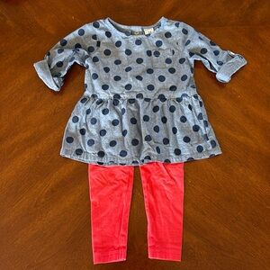 Carters Baby Girl Matching Top/ Legging Set - Size 18M